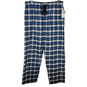 Essential Elements Men‎ Plaid Flannel Pajama Pants Lounge Sleepwear Blue Black L